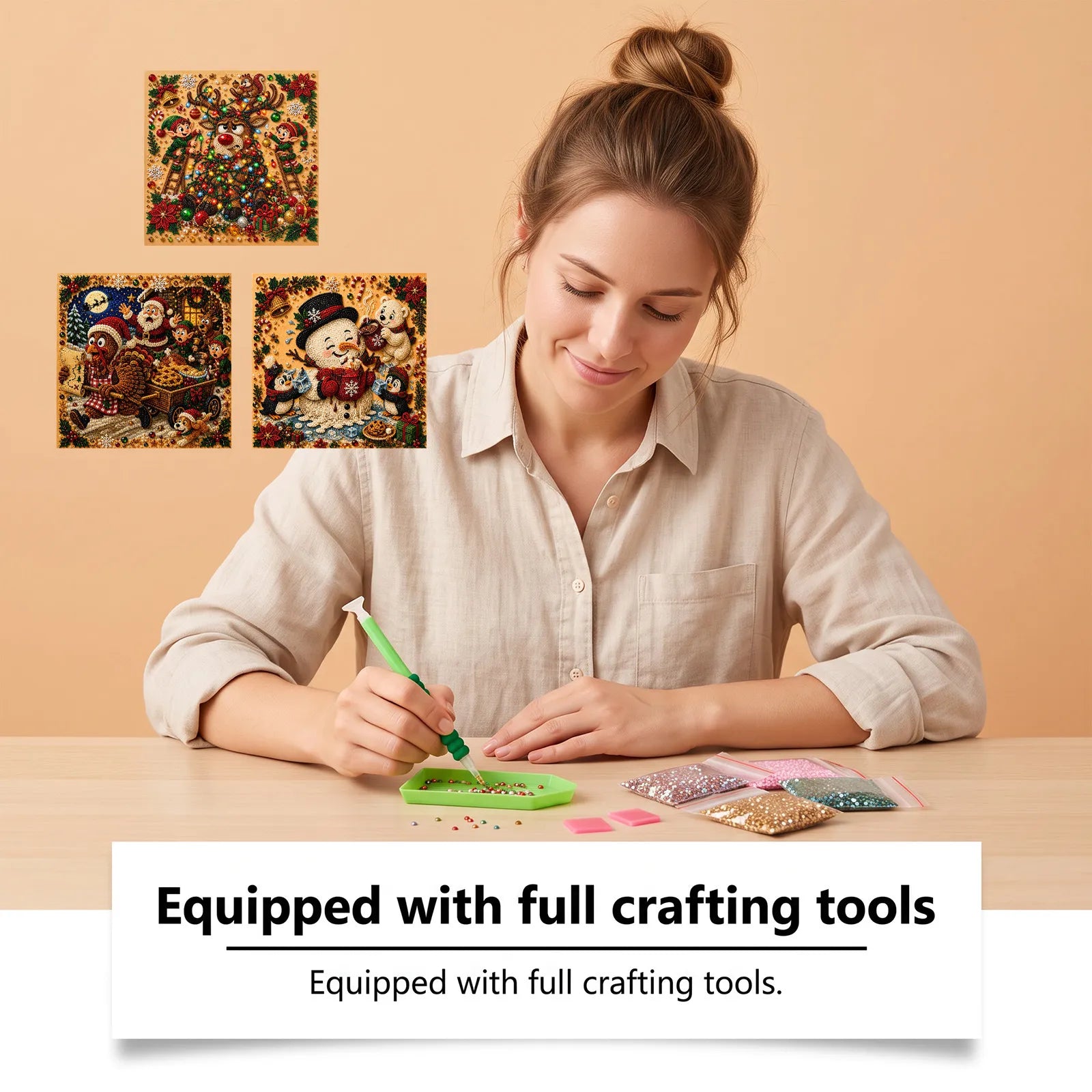 ✨Complete Craft Tools Holiday‑Themed Wooden Frame Decor Art