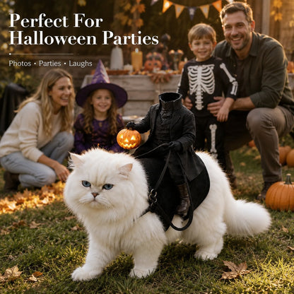 🎃 Headless Horseman Pet Costume — Hilarious Halloween Rider for Cats & Dogs 🐎