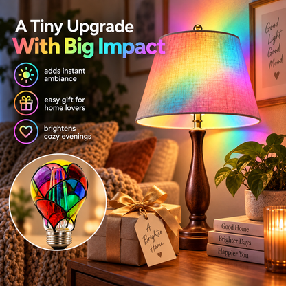 Stained Glass Rainbow LED Bulb – Colorful Ambient Mood Light for Any Lamp