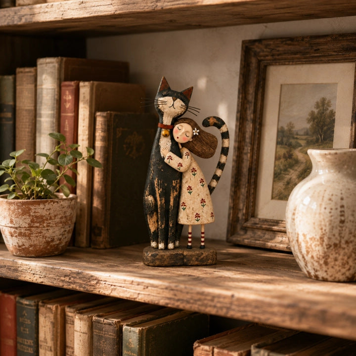 💕 Best Friends Forever – Rustic Pet Hugging Figurine