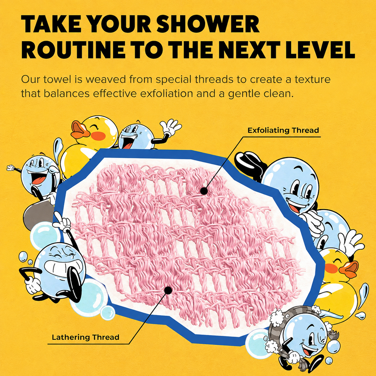Exfoliating Bath Towel 🛁 – Gentle Body Scrubbing for Shower Time