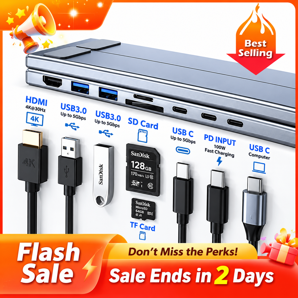 🏠💻 8-in-1 USB-C Laptop Stand Hub for a Clutter-Free Desk, Perfect Gift for Students and Professionals