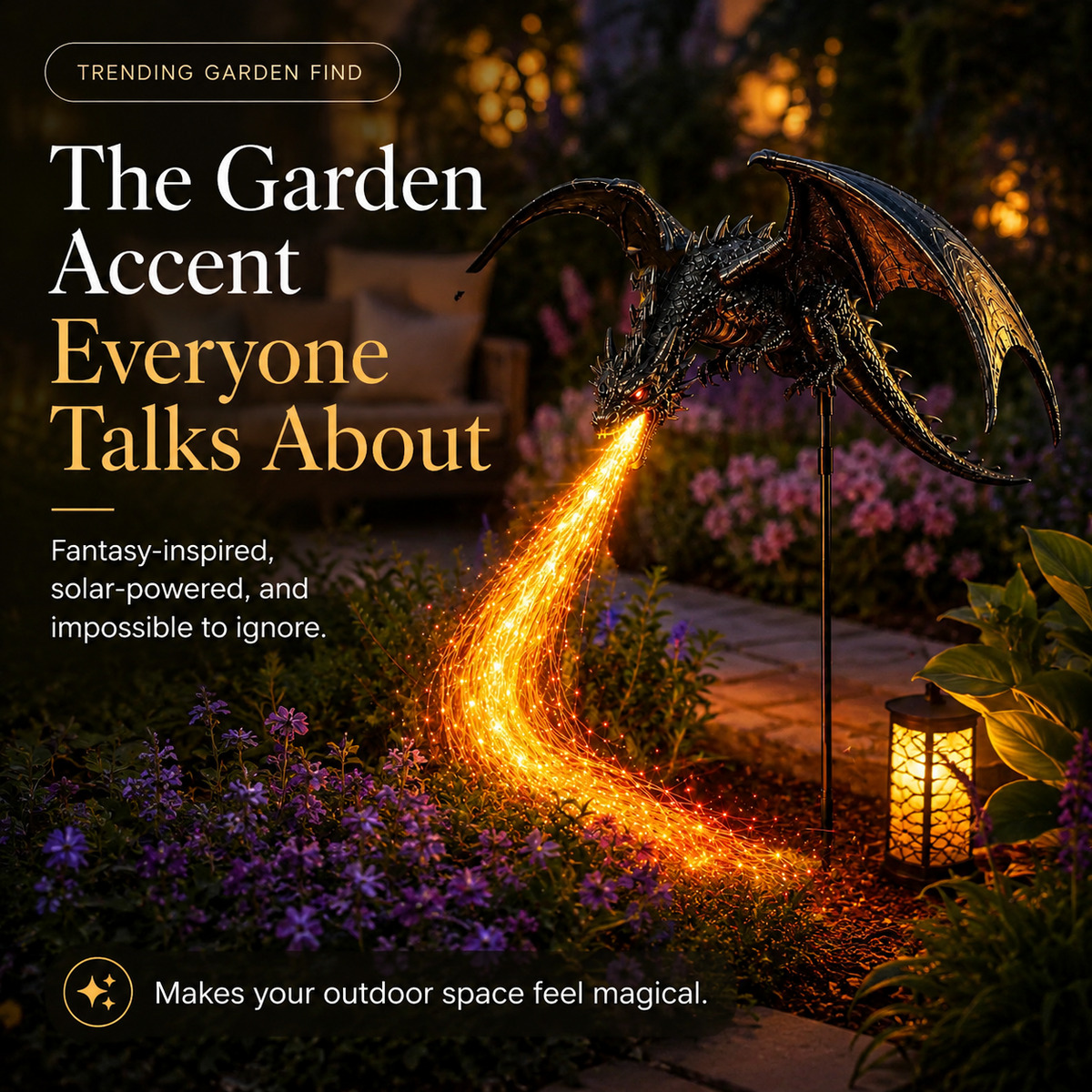 🐉 Dragon’s Ember Solar Garden Decor – Glowing Fantasy Outdoor Accent