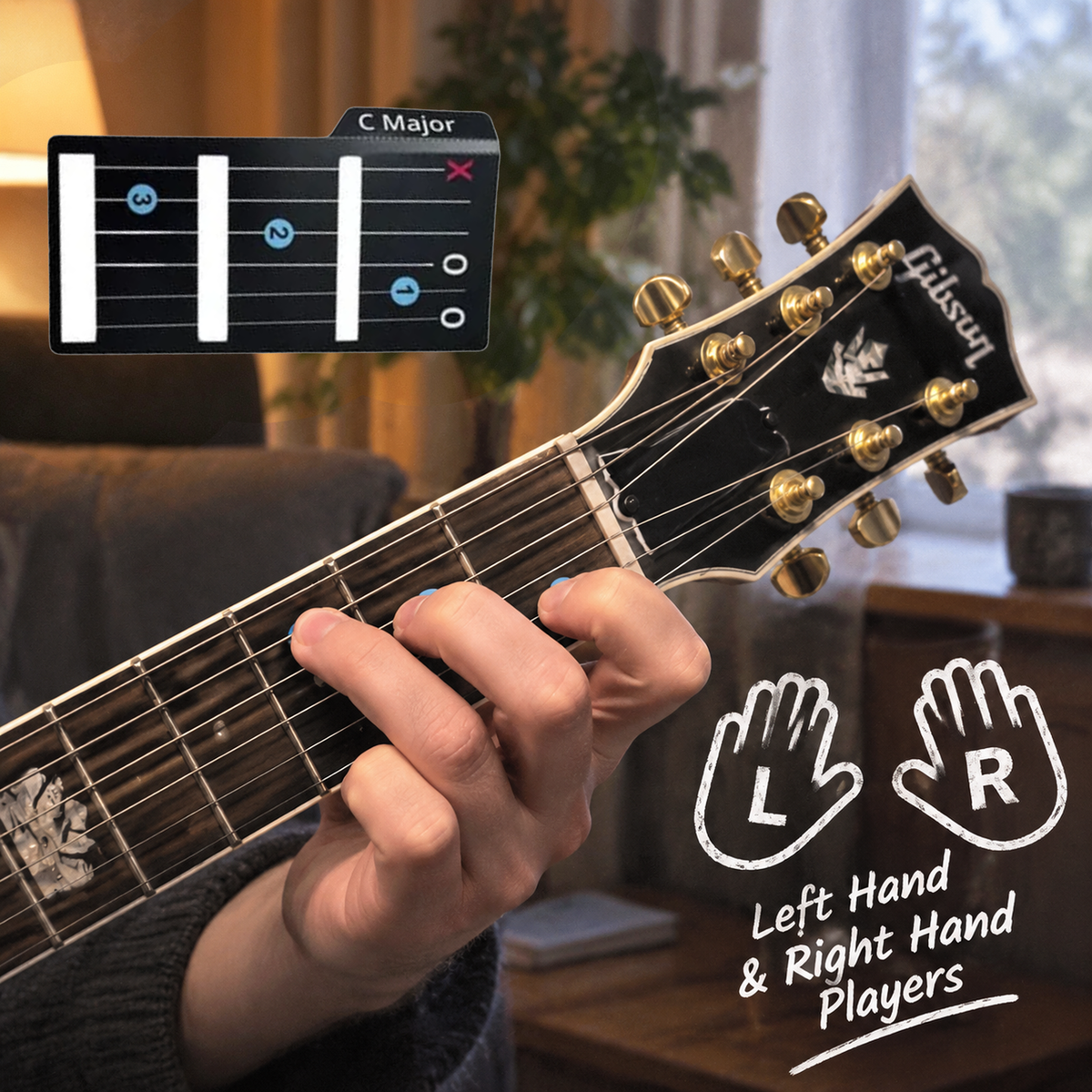 🎸 Master Chords Fast: 15 Guitar Learning Cards for Left and Right-Handed Beginners ✨