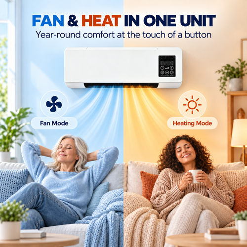 ❄️🔥 2-in-1 Wall-Mounted Cooling & Heating Unit – Remote Control