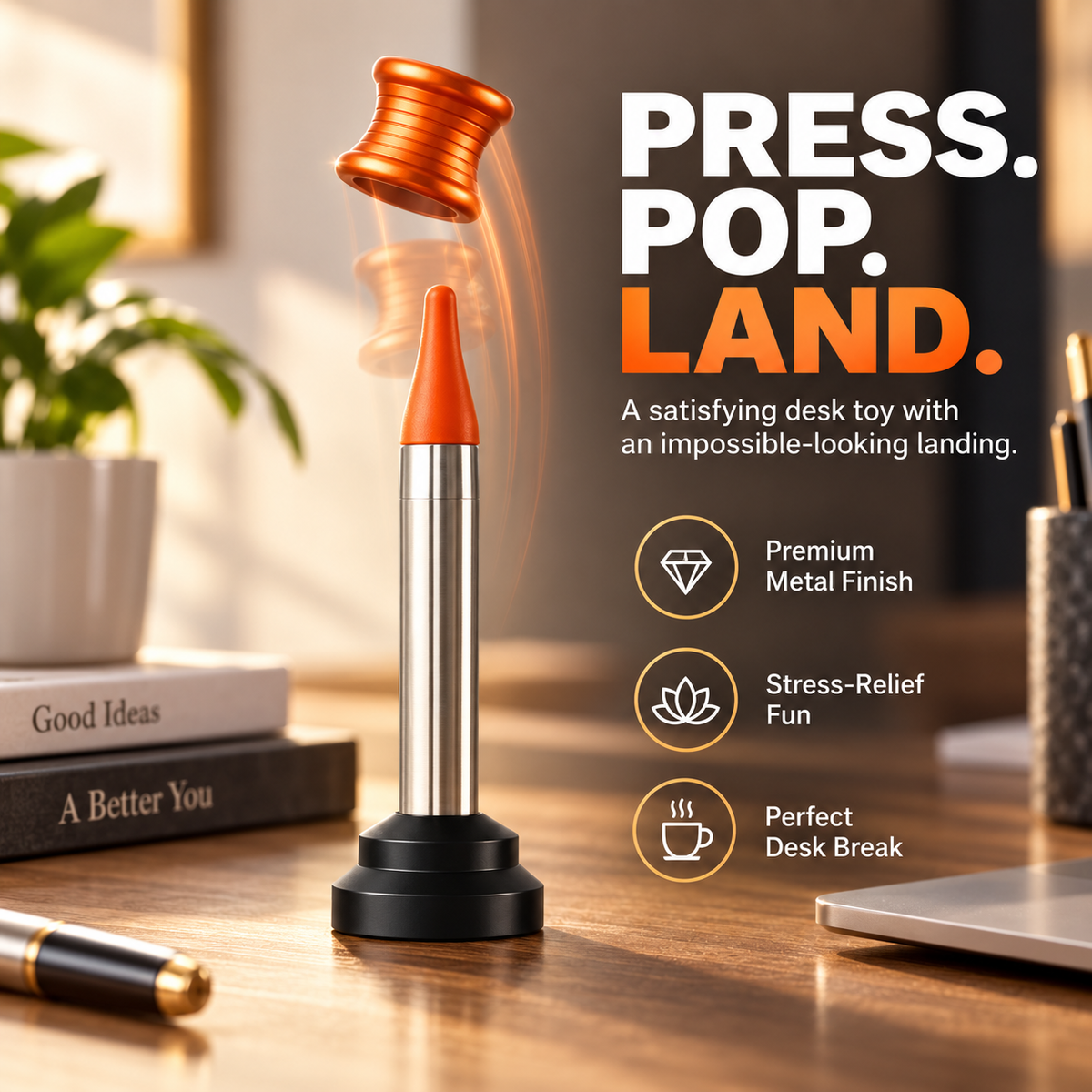 🚀🌌Pop & Land Kinetic Desk Toy | 🎯 Press, Launch & Land Challenge