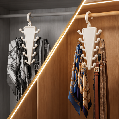Space-Saving 12-Hook Rotating Closet Organizer