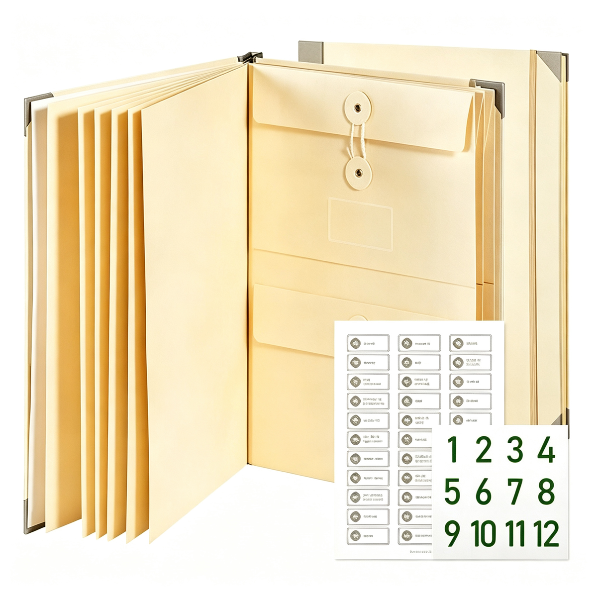 Accordion File Organizer Manila Pocket Document Folder for Passports, Birth Certificates & Important Papers, Office & Home Storage