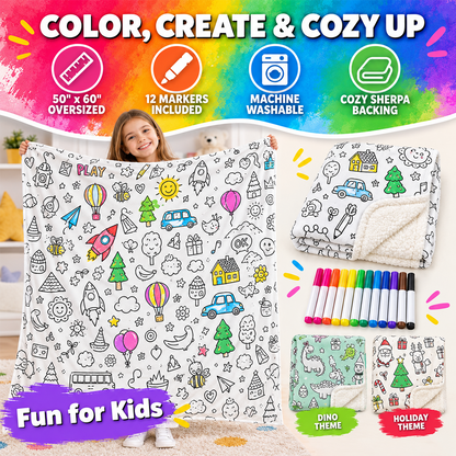 🖍️ Create Your Own Cozy Coloring Blanket with 12 Vibrant Fabric Markers