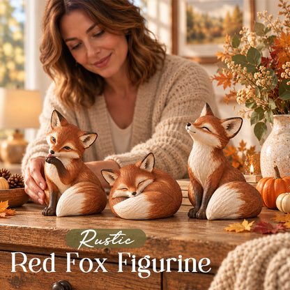 🦊 Charming Fox Figurines – Rustic Woodland Decor for Shelves & Cozy Spaces