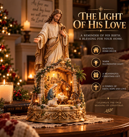 ✨ Jesus & Nativity Lighted Sculpture – Christian Christmas Decor
