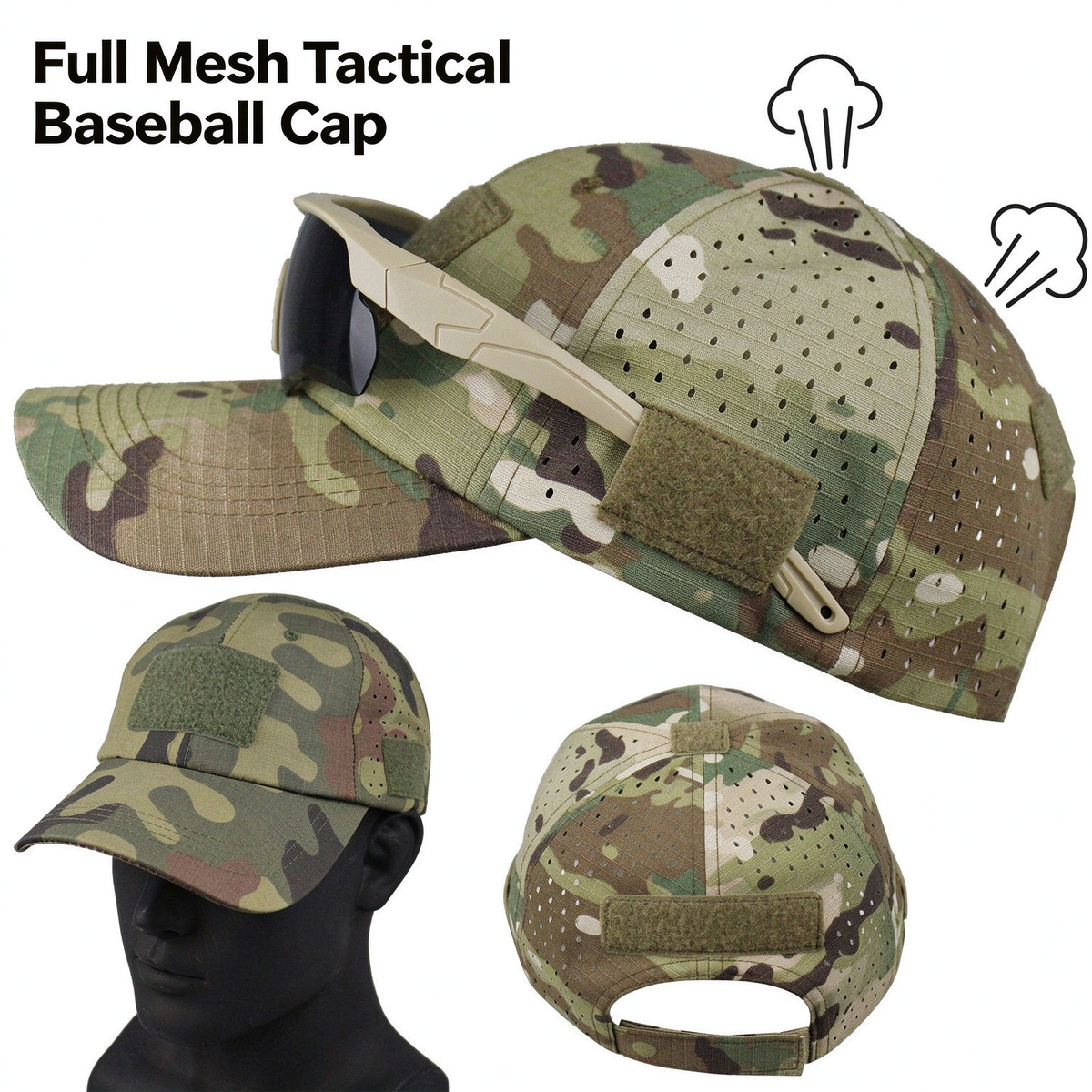 Tactical Camo Baseball Cap – Adjustable Outdoor Cap
