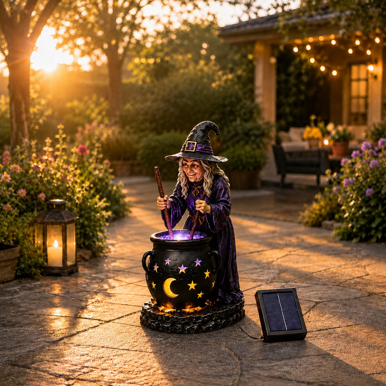 🪄Halloween Witch Glowing Cauldron Solar Light