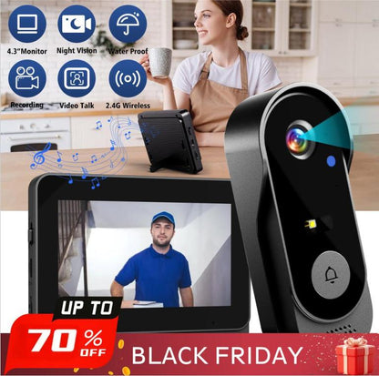 🔥 OVER 50% OFF !! 🔔 Doorbell Camera with 4.3" Screen 📱 Easy Setup & Clear Viewing