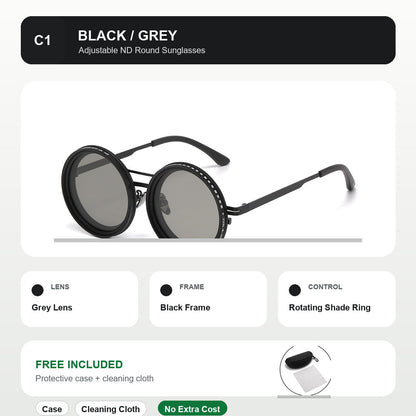 🕶️ 9-Level Adjustable ND Sunglasses | Retro Rotating Filter Style ✨
