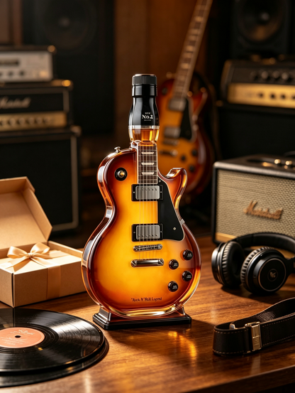 🎸 Vintage Sunburst Electric Guitar Whiskey Decanter | Rock Collectible Bar Gift