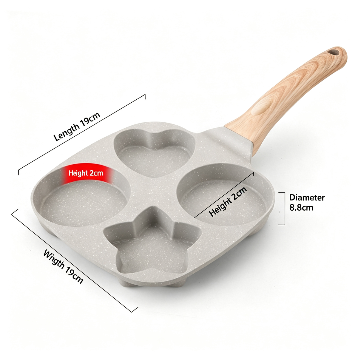 🔥Multifunctional 4 Holes Skillet With Handle Wooden Handle🍳