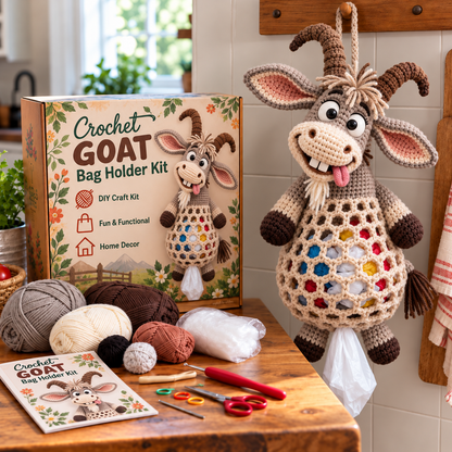 🔥Buy 3, Get 1 Free—Today Only 🔥🔥– 🌼 Cottage Harvest Keepers™ — Crochet Animal Bag Holder DIY Kit