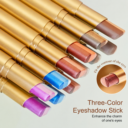 ✨3‑in‑1 Eyeshadow Stick | 3 Color Cream Shimmer Eye Makeup Stick