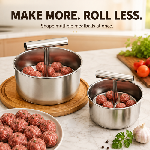 🍲 Easy-Press Meatball Maker – Stainless Steel 6/12-Hole Kitchen Tool