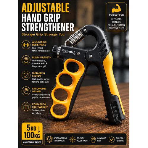 💪 Adjustable Hand Grip Strengthener, 5–100 kg Resistance for Forearm Training