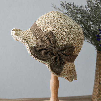 🔥HOT Sale🔥👒Elegant Woven Straw Sun Hat with Bow 🌞