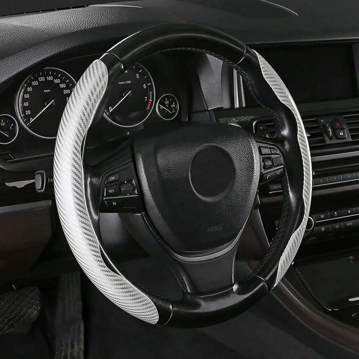🤍 Non-Slip Half-Wrap Steering Wheel Covers | Quick Clip-On Grip Set, White, 2-Piece
