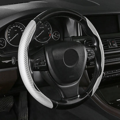 🤍 Non-Slip Half-Wrap Steering Wheel Covers | Quick Clip-On Grip Set, White, 2-Piece