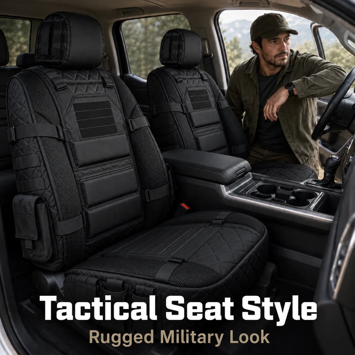 🎖️ Military‑Style Auto Seat Protectors｜Universal Fit Heavy‑Duty Cushion For Long‑Drive Vehicle Owners