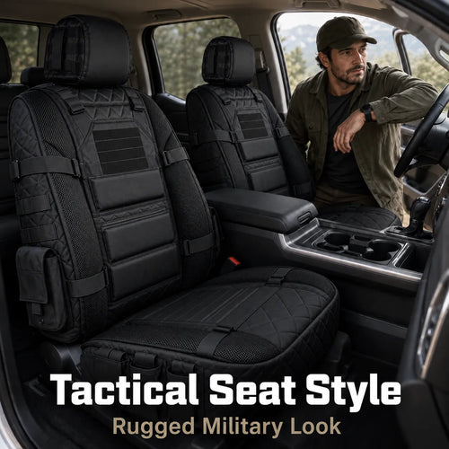 🎖️ Military‑Style Auto Seat Protectors｜Universal Fit Heavy‑Duty Cushion For Long‑Drive Vehicle Owners