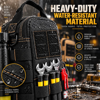 🛠️ Jobsite-Ready Waterproof Tool Carryall – Rugged Oxford Organizer with Multiple Pockets and Padded Shoulder Strap, Black