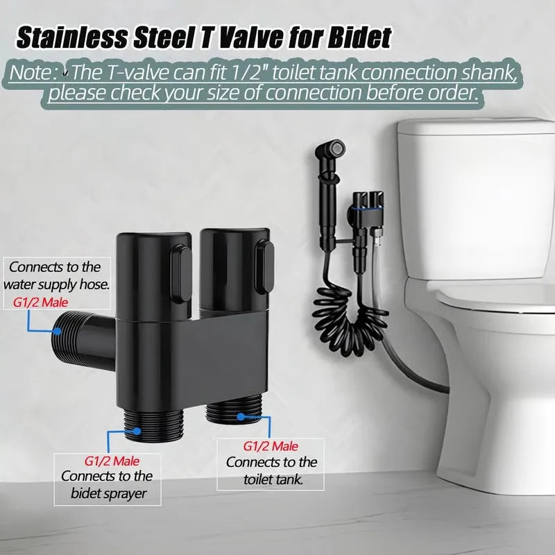 Dual-Outlet Bidet Control Valve 🚿 – 1-In, 2-Out Toilet Sprayer Adapter