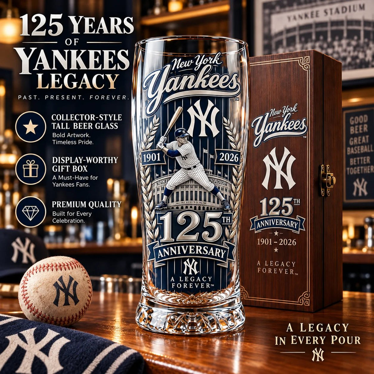 🎉🏆 Let’s Go Tribe! 125th Anniversary Commemorative Pint Glass🎁