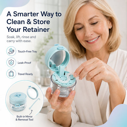 💯💧 50% OFF - Portable Retainer and Denture Cleaning Case with Magnetic Lifting Tray