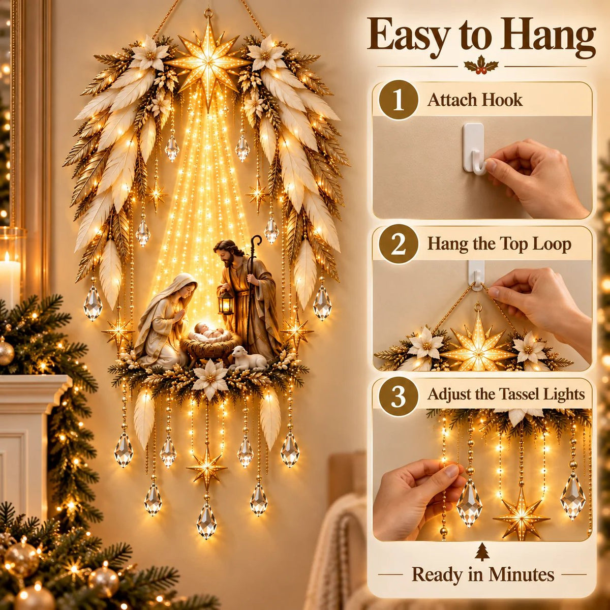 ✝️ Angel Wings of Faith – Lighted Nativity Christmas Decor