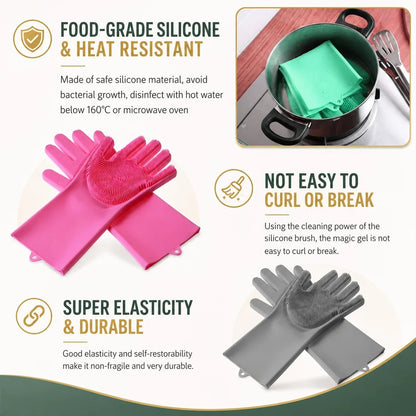 🧤 Silicone Scrubbing Gloves – Multipurpose Cleaning for Dishes & Pet Care