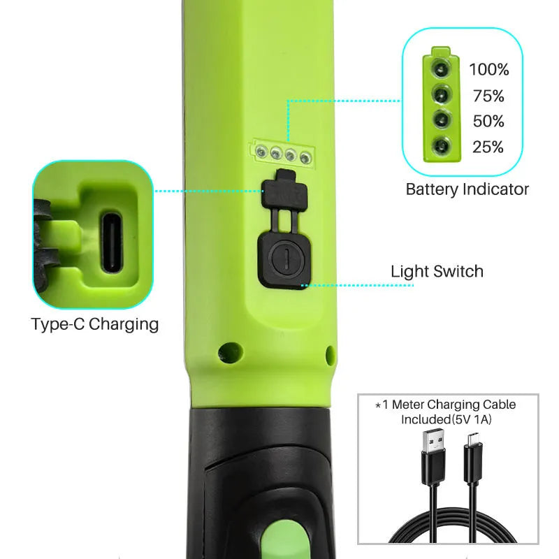 🔥 Red Magnetic LED Work Light, USB Rechargeable 2000mAh, Multi-Use Portable Lamp - 1 Pack 🔦