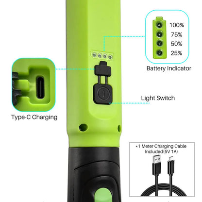 🔥 Red Magnetic LED Work Light, USB Rechargeable 2000mAh, Multi-Use Portable Lamp - 1 Pack 🔦