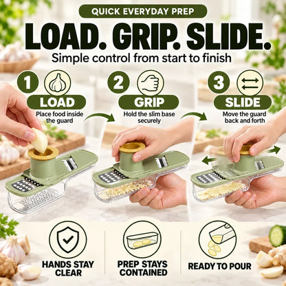 ✨3-in-1 Ginger & Garlic Slicer, Grater & Grinder – Fast, Safe Meal Prep🧄