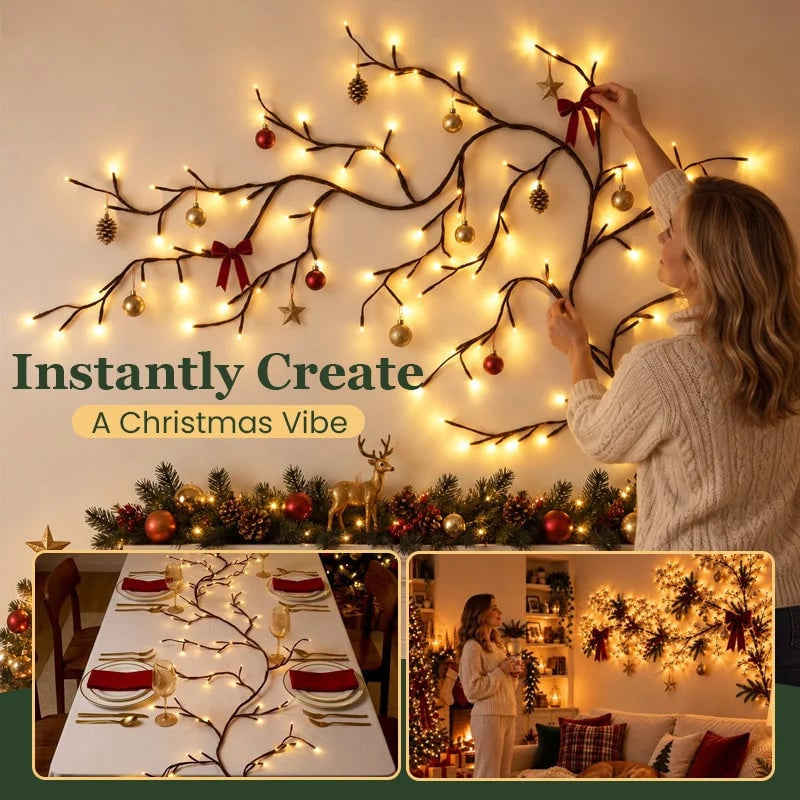 Flexible LED Branch Wall Lights ✨ – Remote-Controlled Glow for Seasonal Decorating