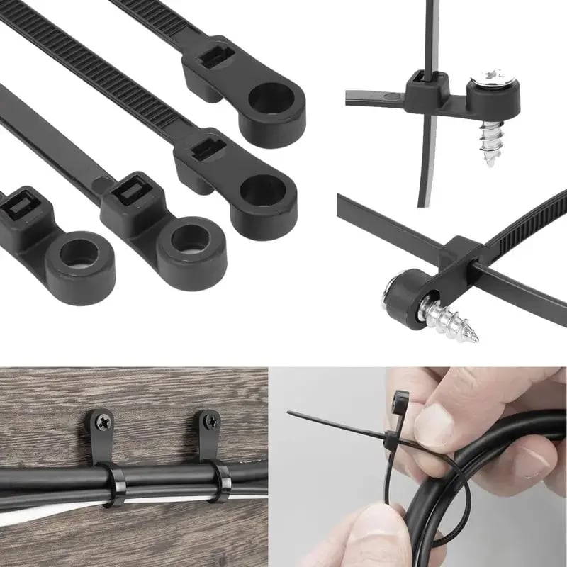 100-Pack Heavy-Duty Cable Ties 🔧 – 8.66" Screw-Mount Nylon Straps, 75 lb Rating