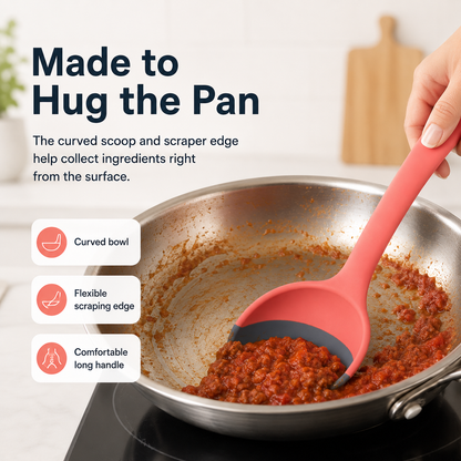 🥄 2-in-1 Silicone Cooking Spoon – Scoop, Scrape & Serve with Ease