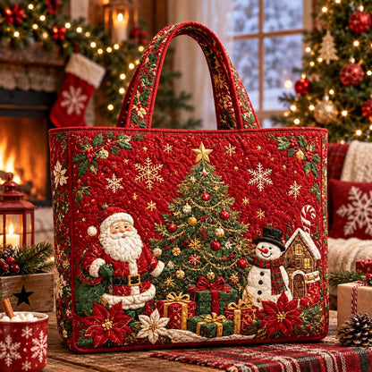 🎄❤️ Festive Quilted Shopper Bag – Spacious Holiday Carryall for Gifts & More