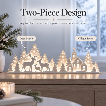 LED Christmas Deer and Village Window Decor