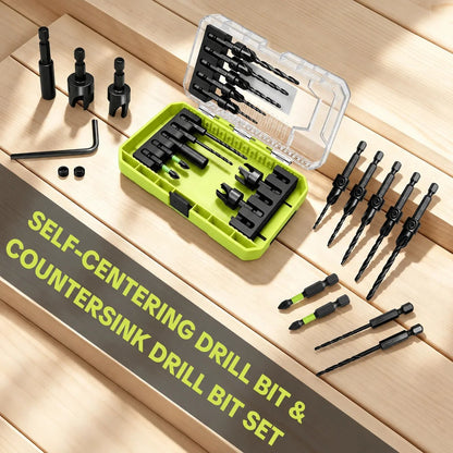 15-Piece Countersink Drill Set 🛠️ – 1/4" Hex Shank with Depth Stops