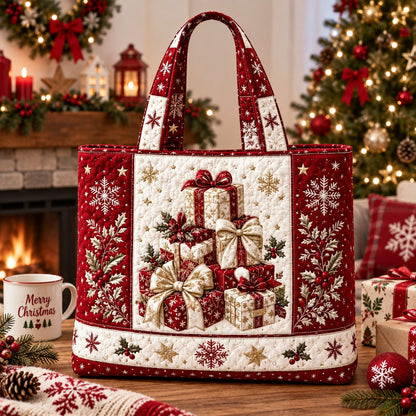 🎄❤️ Festive Quilted Shopper Bag – Spacious Holiday Carryall for Gifts & More