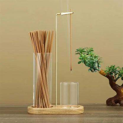 🕯️ 2-in-1 Incense & Candle Holder – Dark Brown Base