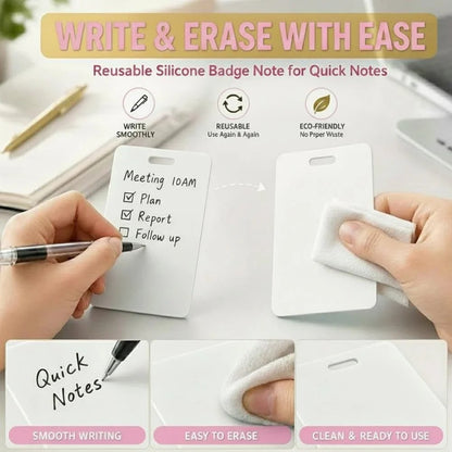 🩺📝 Erasable Badge Note – 🖊 Write, Wipe & Reuse with a Free Badge Clip