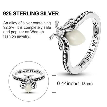 💍Firefly Glow Ring S925 Silver ✨ – Luminous Nature-Inspired Zircon Ring for Women | Cute Night Glow Jewelry Gift for Her