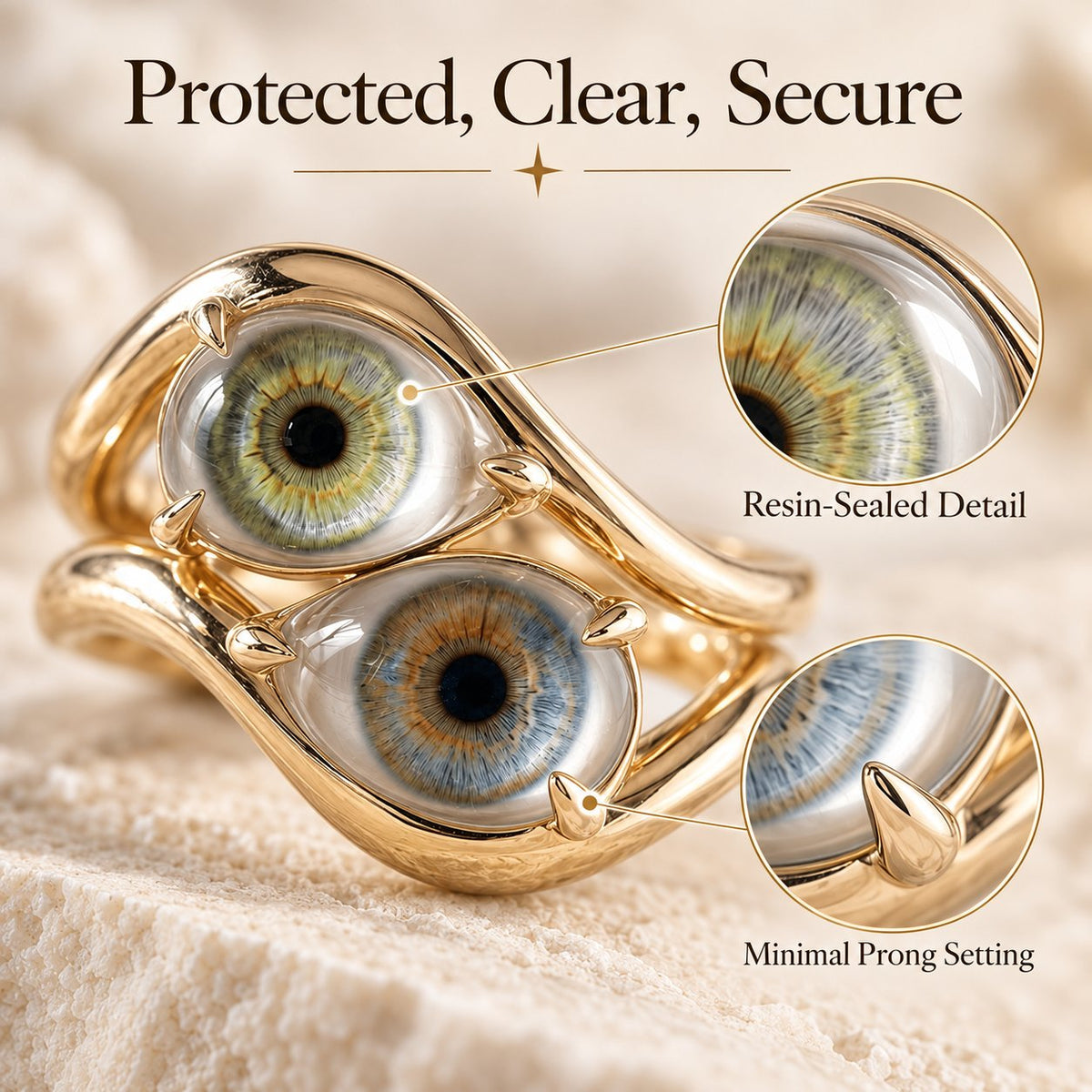 Lifelike Double-Iris Intertwined Couple Ring for Anniversary, Engagement, Wedding & Valentine’s Day Gift